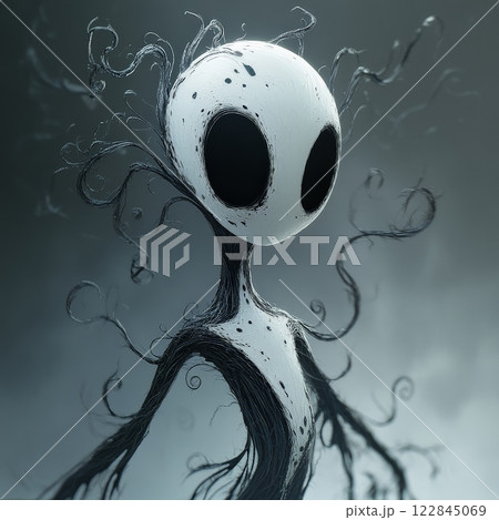 Mysterious alien creature with swirling tendrils 122845069