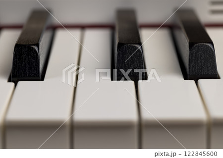 black and white piano keys in close  up 122845600