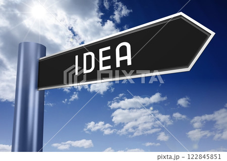 Idea - black signpost with one arrow - 3D illustration Idea - black signpost with one arrow - 3D illustration 122845851