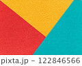 Texture craft red, yellow and blue paper background, macro. Structure vintage abstract turquoise cardboard 122846566