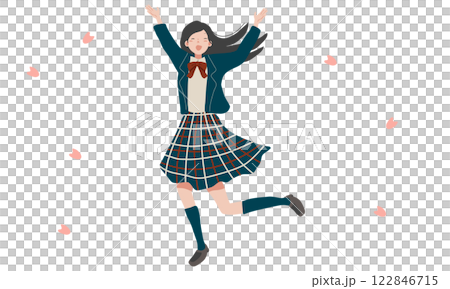High school girl jumping under the cherry blossoms 122846715