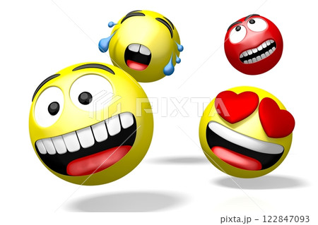 Four emoticons with different facial expressions Four emoticons with different facial expressions 122847093