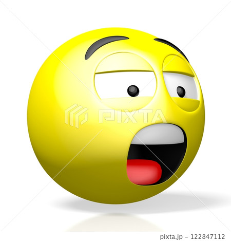 Bored emoticon face - 3D illustration 122847112