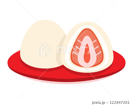 器に盛ったいちご大福のイラスト 122847201