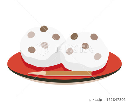 お皿に盛った豆大福のイラスト 122847203