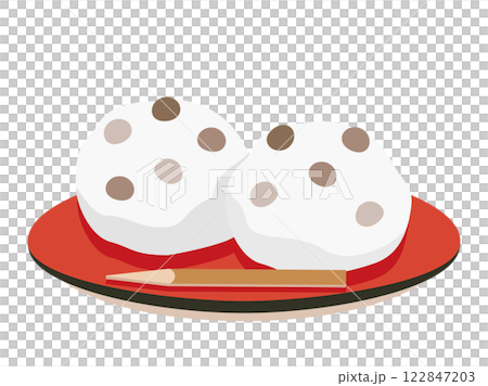 お皿に盛った豆大福のイラスト 122847203