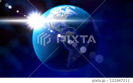 Earth from space - view on America side. 3D illustration 122847211