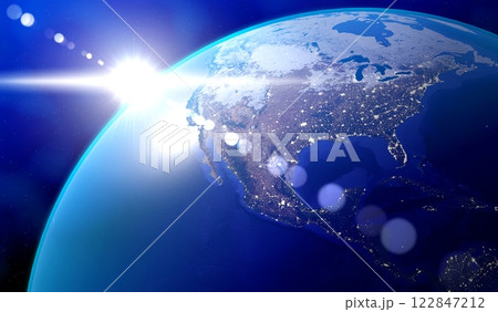 Earth from space - view on North America side. 3D illustration Earth from space - view on North America side. 3D illustration 122847212