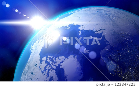Earth from space - view on North Pole side. 3D illustration 122847223