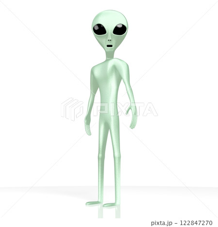 Green alien isolated on white background 122847270