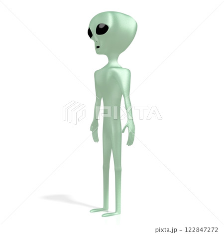 Green alien isolated on white background 122847272