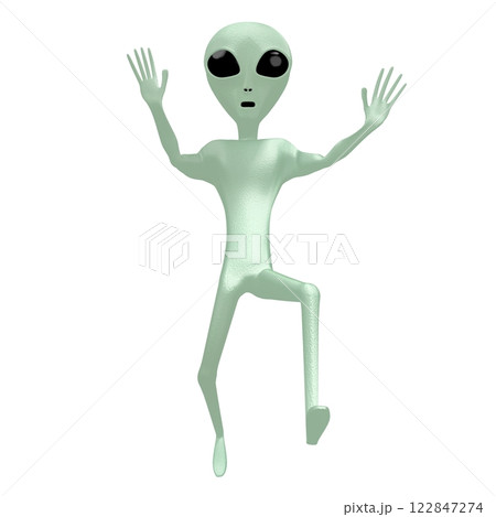 Green alien isolated on white background 122847274