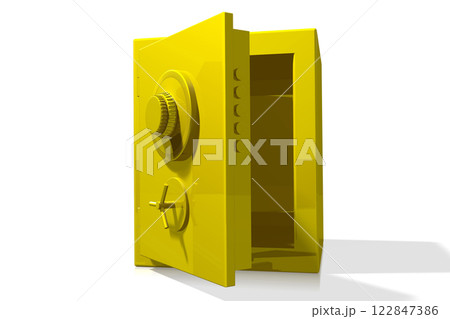 Golden vault on white background - 3D illustration Golden vault on white background - 3D illustration 122847386