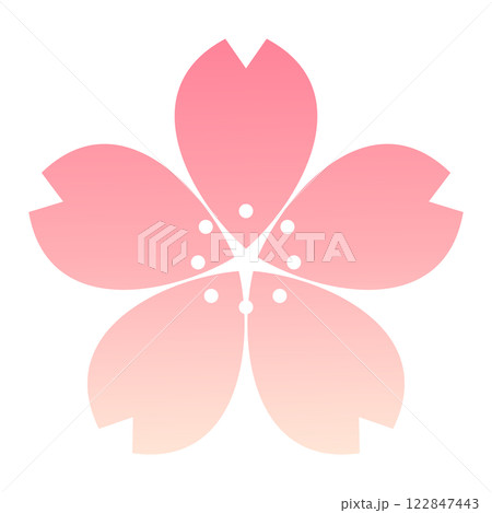桜の花びらの飾り、アイコン。春、新年、お祝いのデザイン。シンプルでかわいい花の素材。 桜の花びらの飾り、アイコン。春、新年、お祝いのデザイン。シンプルでかわいい花の素材。 122847443