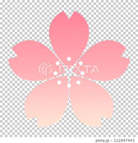 桜の花びらの飾り、アイコン。春、新年、お祝いのデザイン。シンプルでかわいい花の素材。 桜の花びらの飾り、アイコン。春、新年、お祝いのデザイン。シンプルでかわいい花の素材。 122847443