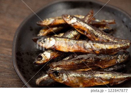 わかさぎの佃煮のクローズアップ 122847877