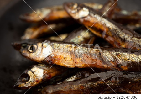 わかさぎの佃煮のクローズアップ 122847886