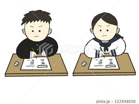テストをがんばる学生のイラスト 122848030