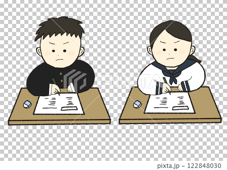 テストをがんばる学生のイラスト 122848030
