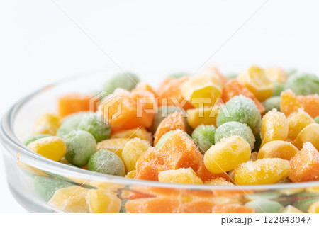 冷凍のミックスベジタブルのクローズアップ 122848047