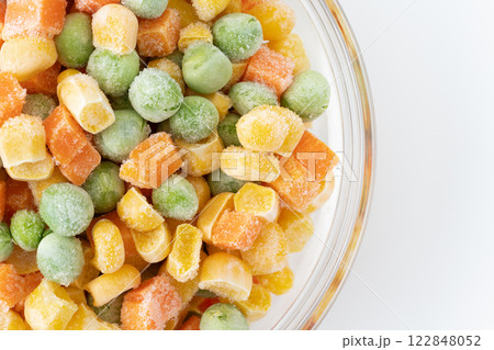 冷凍のミックスベジタブルのクローズアップ 122848052