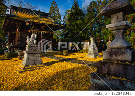神社は銀杏のじゅうたん 122848345