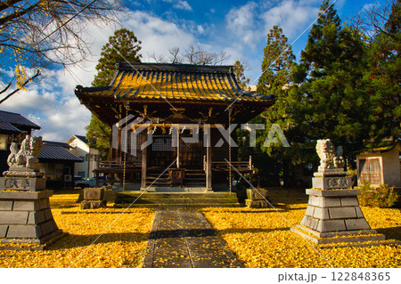 神社は銀杏のじゅうたん 122848365