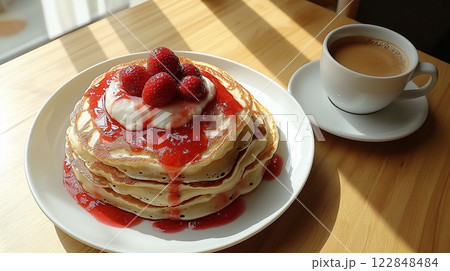 いちごのパンケーキ いちごのパンケーキ 122848484