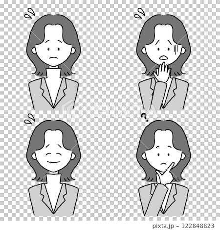 穿著西裝的女人的插圖集（困擾的臉） 122848823