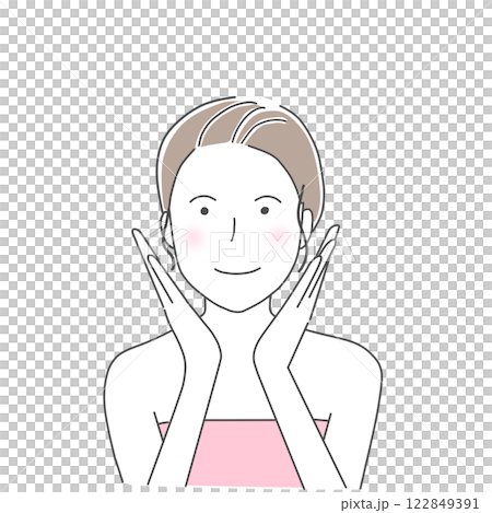 微笑的女人做皮膚護理 122849391