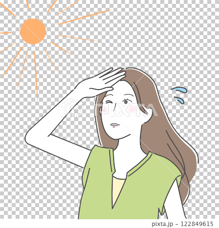 A hot woman looking up at the sun A hot woman looking up at the sun 122849615