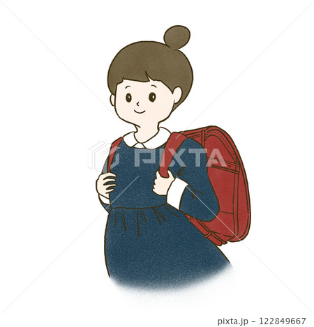 ランドセルを背負っている小学生の女の子 ランドセルを背負っている小学生の女の子 122849667