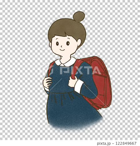 ランドセルを背負っている小学生の女の子 ランドセルを背負っている小学生の女の子 122849667