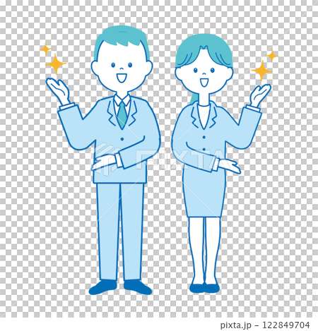 穿著耀眼西裝的男女引導 122849704