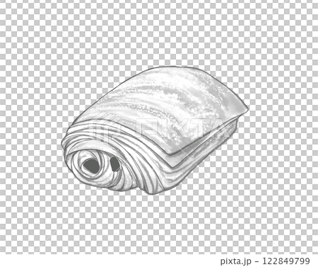 Monochrome illustration of pain au chocolat (chocolatine) 122849799