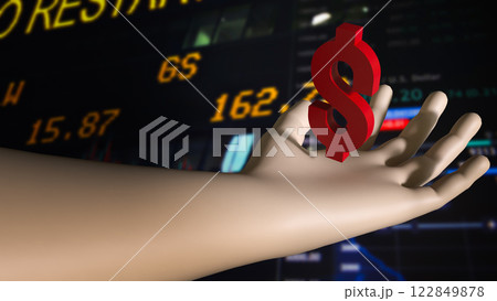 The Dollar symbol in hand for Business concept 3d Rendering. The Dollar symbol in hand for Business concept 3d Rendering. 122849878