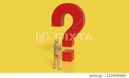 The RED Question mark on yellow Background 3d Rendering. 122849900