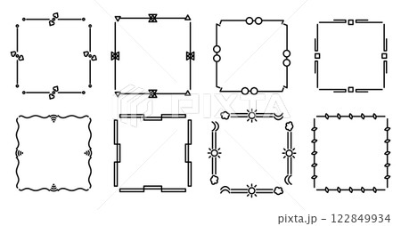 Eight dividers set arranged in a square pattern, each creating a clean division for a crisp, organized look. Perfect for use in digital and print design projects 122849934