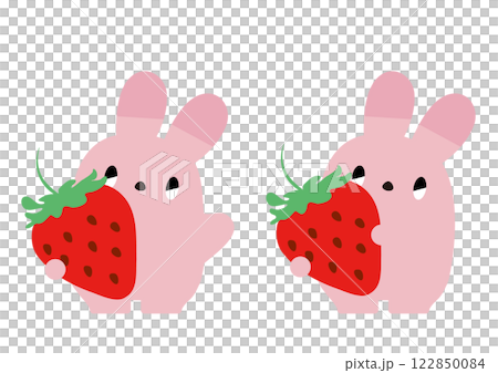 叼著草莓的兔子_無表情01 叼著草莓的兔子_無表情01 122850084