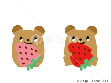いちごを持ったくま_表情あり02 122850111