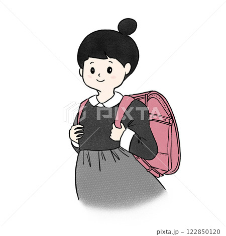 ランドセルを背負っている小学生の女の子 122850120