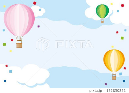 フレーム　気球　夏　空　シンプル　背景　コピースペース　バナー　壁紙　イラスト素材 122850231