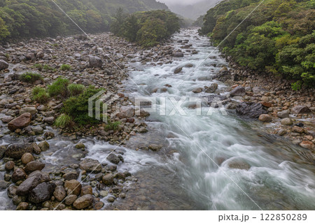 川霧と新緑　宮之浦川渓谷　洋上アルプス屋久島 122850289