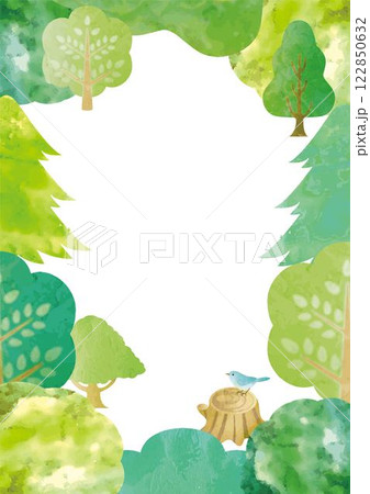 フレーム 水彩 手描き 緑 風景 夏 テクスチャ 背景 デザイン イラスト素材 フレーム 水彩 手描き 緑 風景 夏 テクスチャ 背景 デザイン イラスト素材 122850632