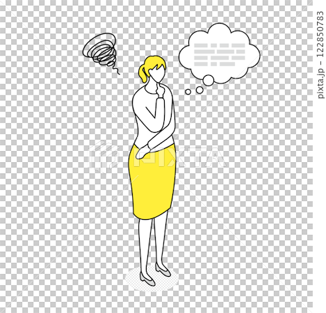 憂心忡忡的女人，想法，生意，簡單的插圖 122850783