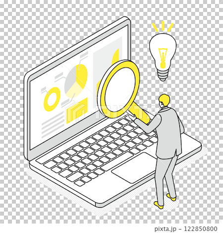 WEBマーケティングでいいアイディアが閃いた男性 WEBマーケティングでいいアイディアが閃いた男性 122850800