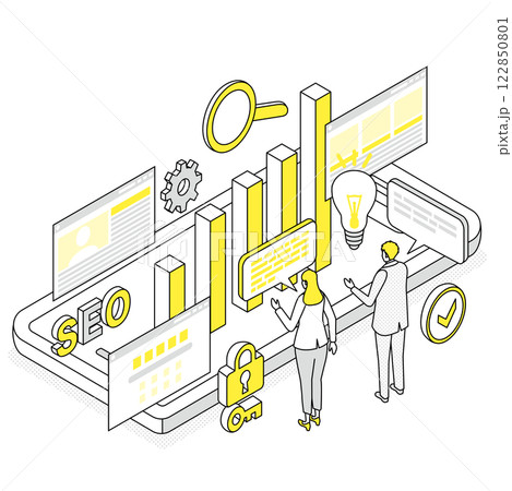 WEBマーケティングで話し合うビジネスマン 122850801