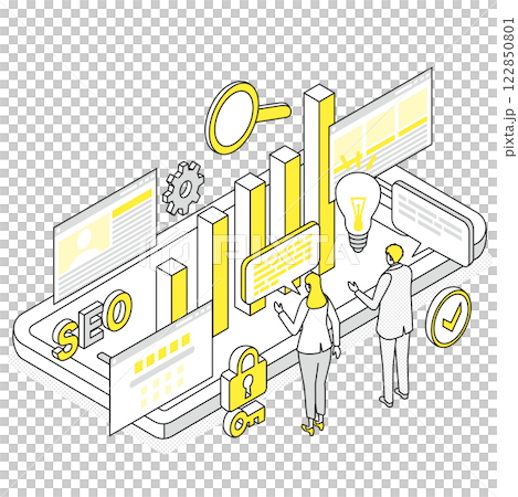 WEBマーケティングで話し合うビジネスマン 122850801