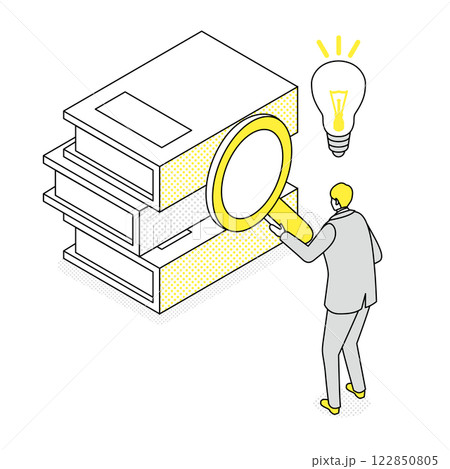 本からアイディアが閃いた男性 本からアイディアが閃いた男性 122850805