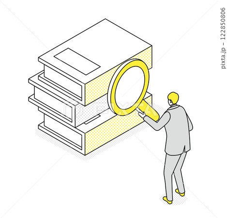 本の内容をサーチしている男性 本の内容をサーチしている男性 122850806